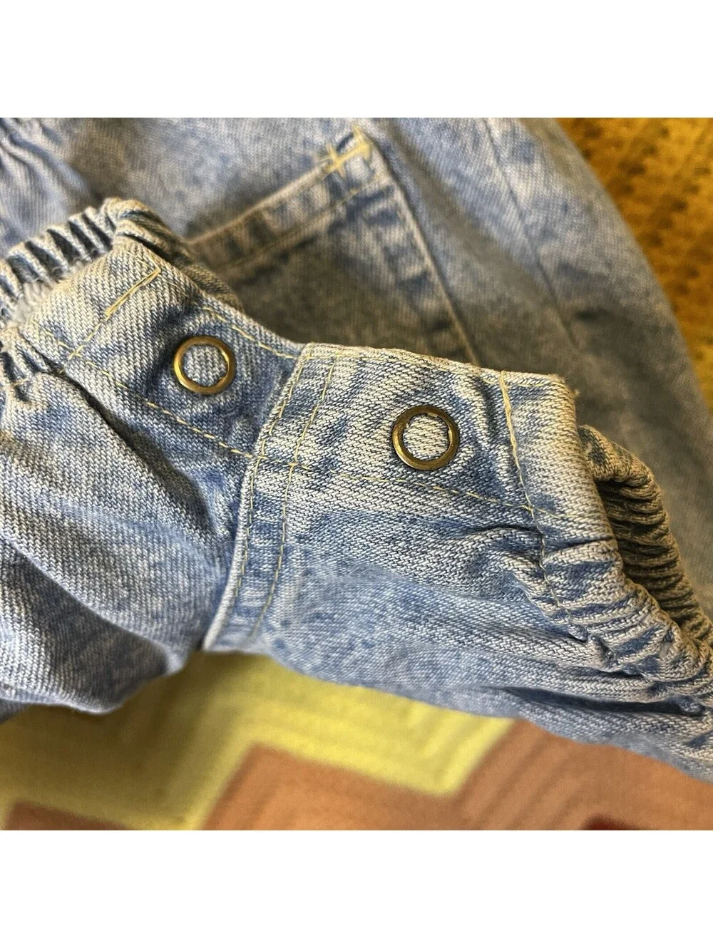 Vintage OshKosh B'gosh Bubble Blue Jean Romper 6-9 Months NWT